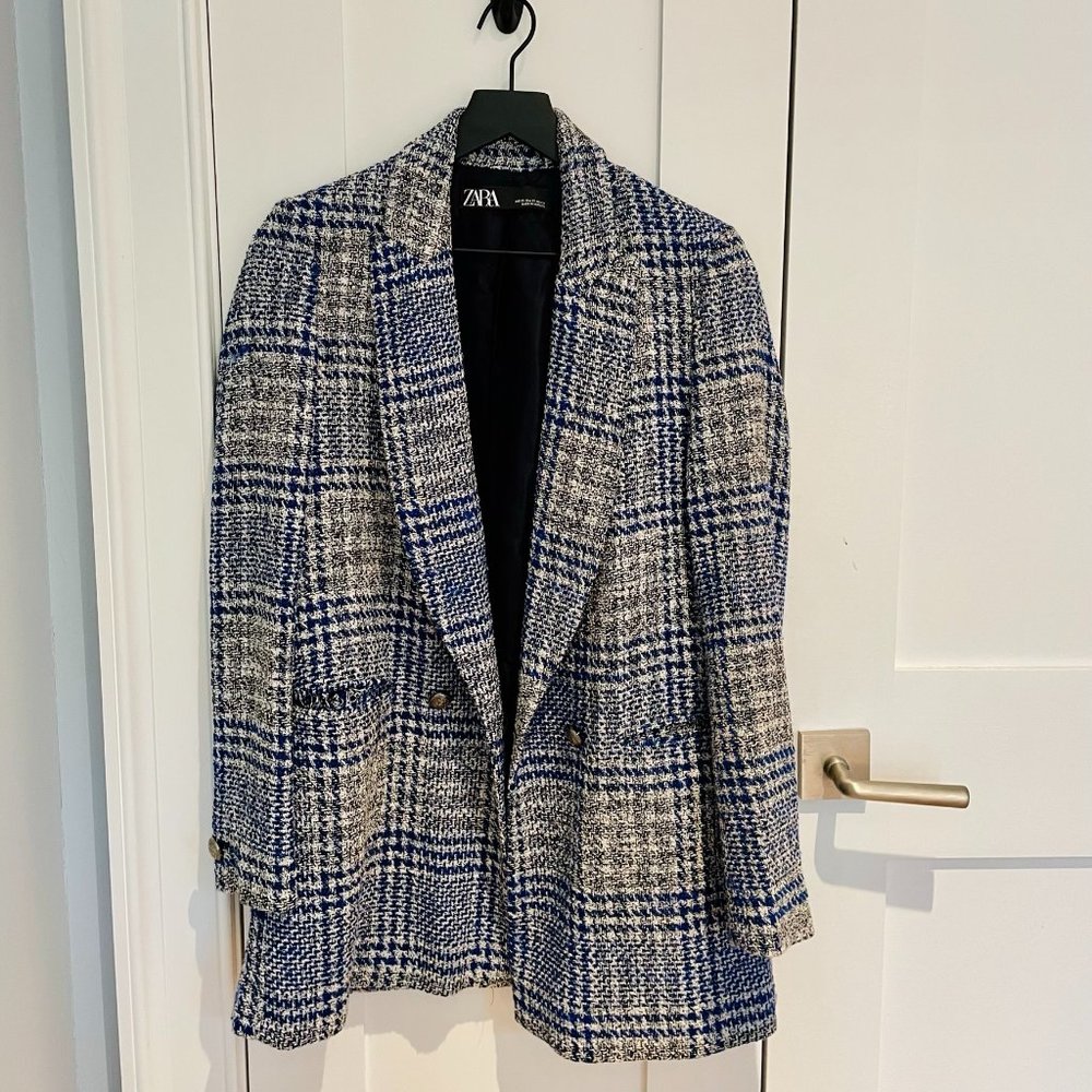 Zara Textured Plaid Blazer - NEW without tags